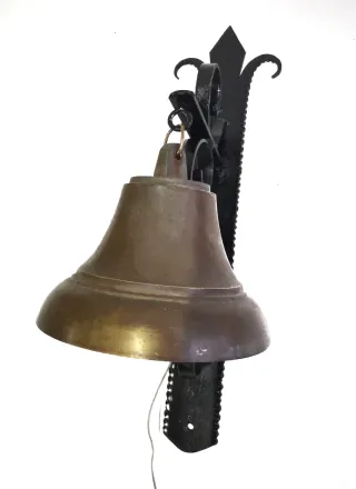 Campana antigua bronce con soporte hierro