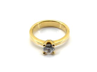 sortija oro 18k con piedra con diamante