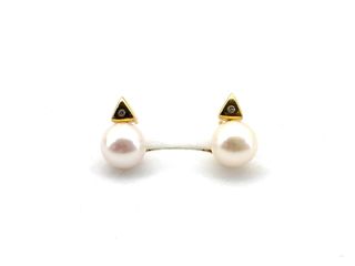 pendientes oro 18k con piedra con diamante,perla