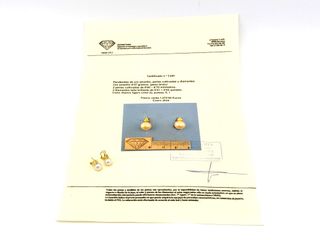 pendientes oro 18k con piedra con diamante,perla