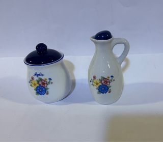 Set ceramica vintage: Porta aglio + ampolla