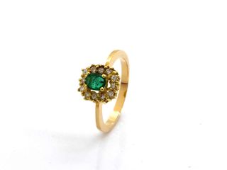 sortija oro 18k con piedra con diamante,esmeralda