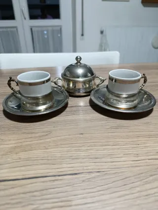 Set caffè porcellana e silver plated