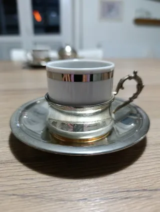 Set caffè porcellana e silver plated