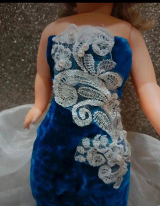 Vestido fiesta terciopelo y organza para muñeca