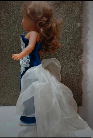 Vestido fiesta terciopelo y organza para muñeca