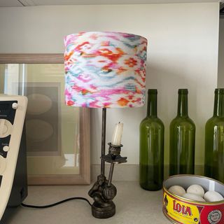 Pantalla lámpara tela IKAT multicolor