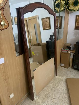 Specchio Mobile Ingresso in Legno e Specchio Caoba/Noce