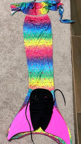 Traje de sirena arcoíris niña 130cm sin marca