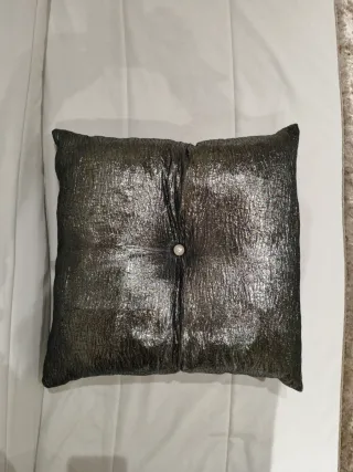 Cojín decorativo plateado brillante