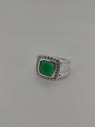 Anillo Plata 925 Esmeralda Talla 14