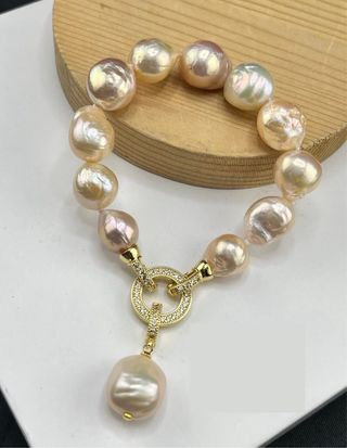 Pulsera Perlas Barrocas Cultivadas 10-14mm + Colga