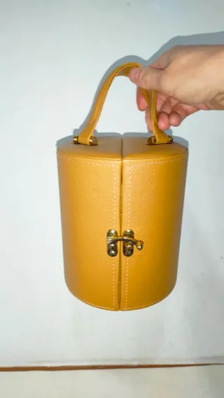 Joyero bolso caja baratijas piel dorado bronce