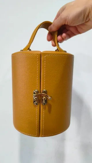 Joyero bolso caja baratijas piel dorado bronce