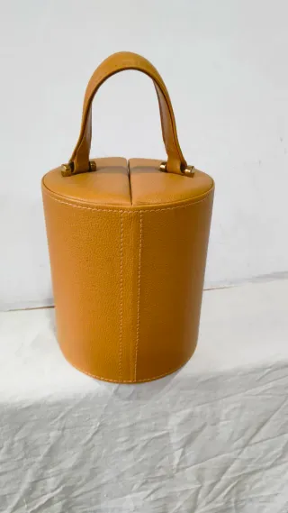 Joyero bolso caja baratijas piel dorado bronce