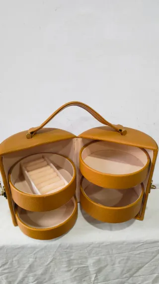 Joyero bolso caja baratijas piel dorado bronce