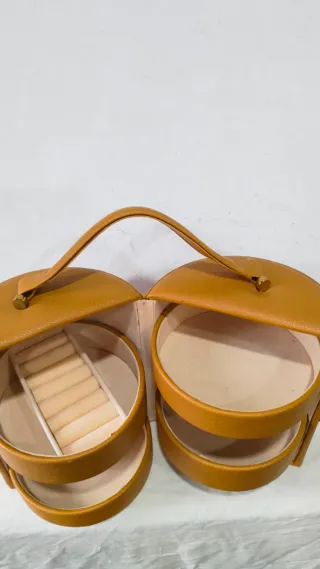 Joyero bolso caja baratijas piel dorado bronce