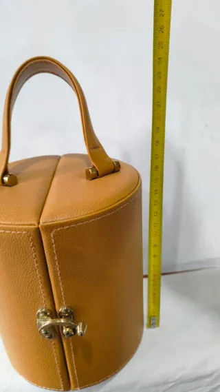 Joyero bolso caja baratijas piel dorado bronce