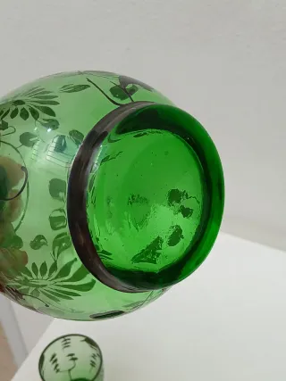 Set Bicchieri e Caraffa Vintage Vetro Decorato