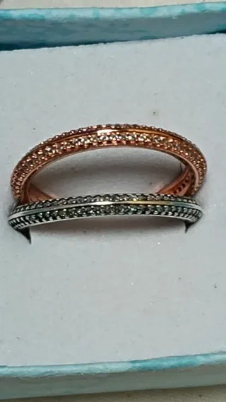 Conjunto 2 Anillos Plata Ley 925 Baño Oro rosa y