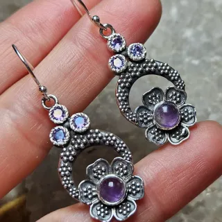 Pendientes Plata 925 Flor Amatista