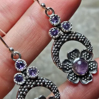 Pendientes Plata 925 Flor Amatista