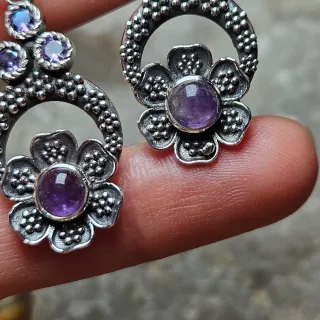 Pendientes Plata 925 Flor Amatista