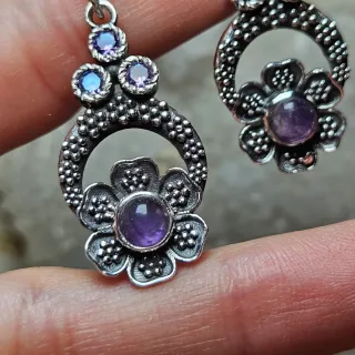 Pendientes Plata 925 Flor Amatista
