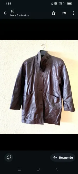 Chaqueta Piel Vintage Marrón Oscuro