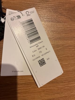 Sujetador Triumph Negro Talla 70E Sin Usar