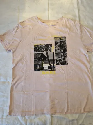 Camiseta Zara Rosa Estampada Playa
