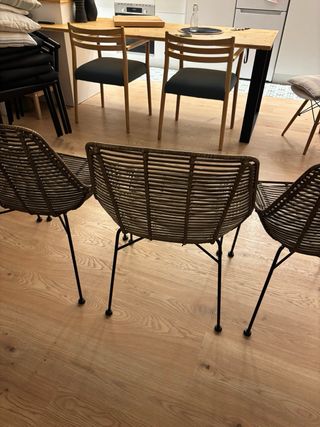 Sillas de ratán marrón (Set de 4).