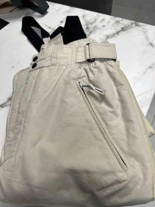 Pantaloncini da sci beige con bretelle
