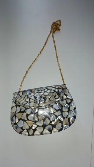 Bolso fiesta plata y blanco