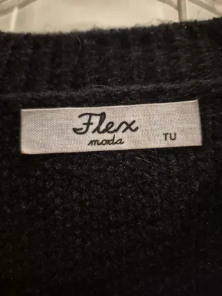 Cárdigan Negro con Adornos de Lana