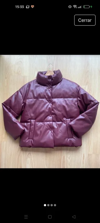 Plumas Cortefiel Piel Sintética Talla L, burdeos