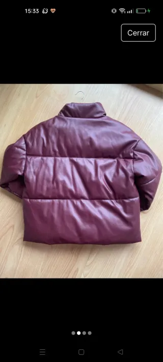 Plumas Cortefiel Piel Sintética Talla L, burdeos