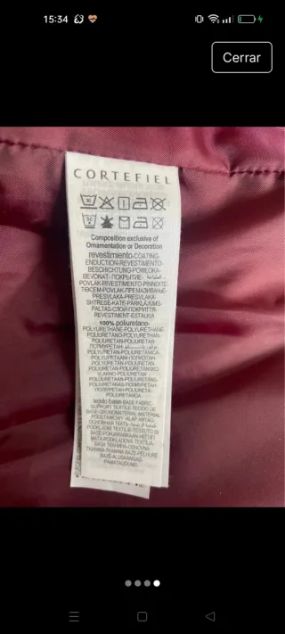 Plumas Cortefiel Piel Sintética Talla L, burdeos