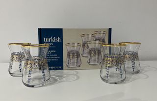 Set de 4 vasos turcos pintados a mano con dorado