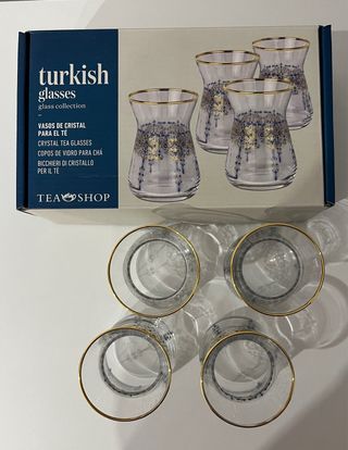 Set de 4 vasos turcos pintados a mano con dorado