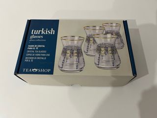 Set de 4 vasos turcos pintados a mano con dorado