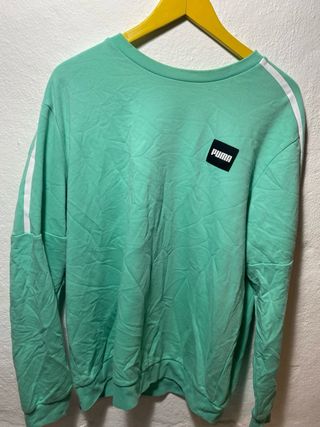 Sudadera Puma Verde con Rayas Blancas