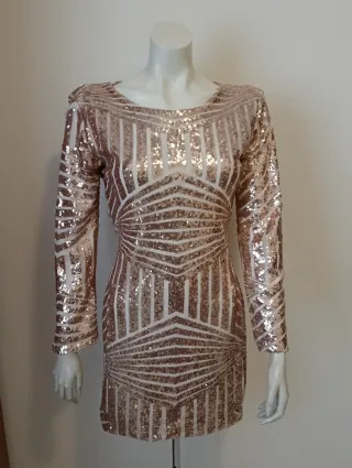 Vestido dorado lentejuelas eventos