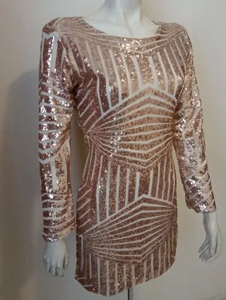 Vestido dorado lentejuelas eventos