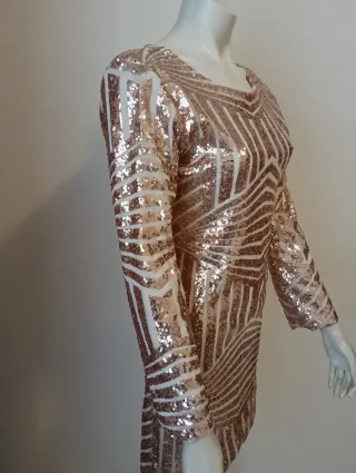 Vestido dorado lentejuelas eventos