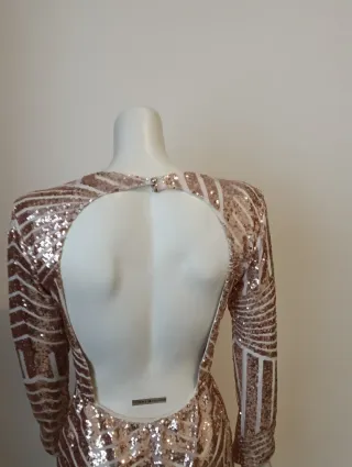 Vestido dorado lentejuelas eventos