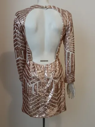 Vestido dorado lentejuelas eventos