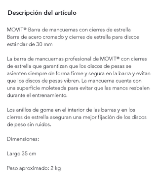 Barra Mancuerna 30mm Cromada