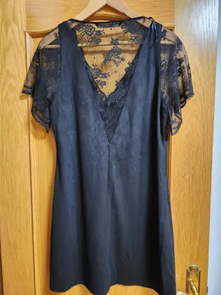 Vestido fiesta antelina encaje negro