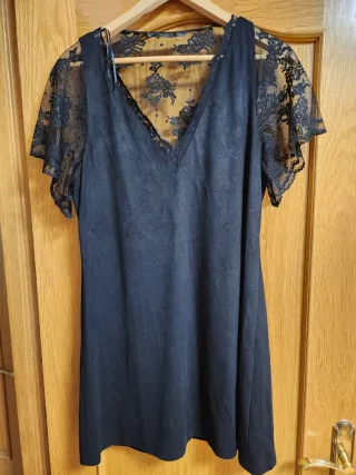 Vestido fiesta antelina encaje negro